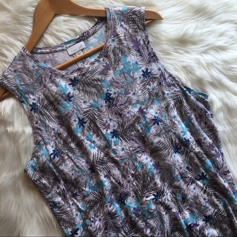 J JILL | 100% Linen Tropical Floral Tank Blouse